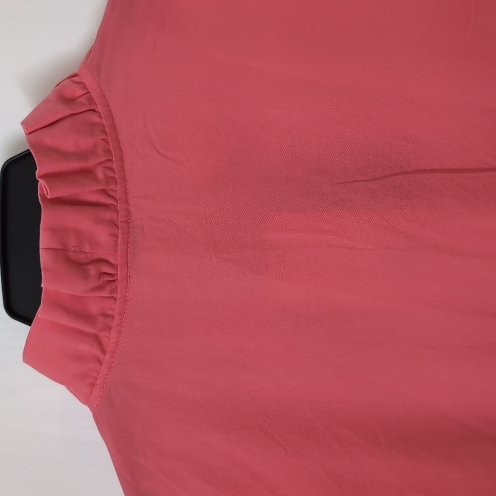 Crown & Ivy Coral Pink Ruffle Neck Blouse. Size Petite Large. NEW $64 - Picture 6 of 11